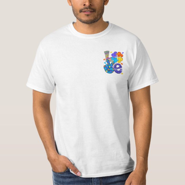Camiseta Autismo Consciência Amor Carta Coração Bonita (Frente)