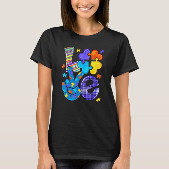 Camiseta Autismo Consciência Amor Carta Coração Quebra-cabe (Frente)