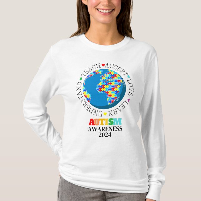 Camiseta Autismo consciência amor entendendo T-SHIRT (Frente)