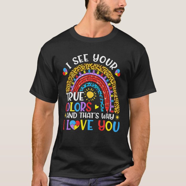 Camiseta Autismo Consciência Arco-Íris Eu Vejo Suas Verdade (Frente)
