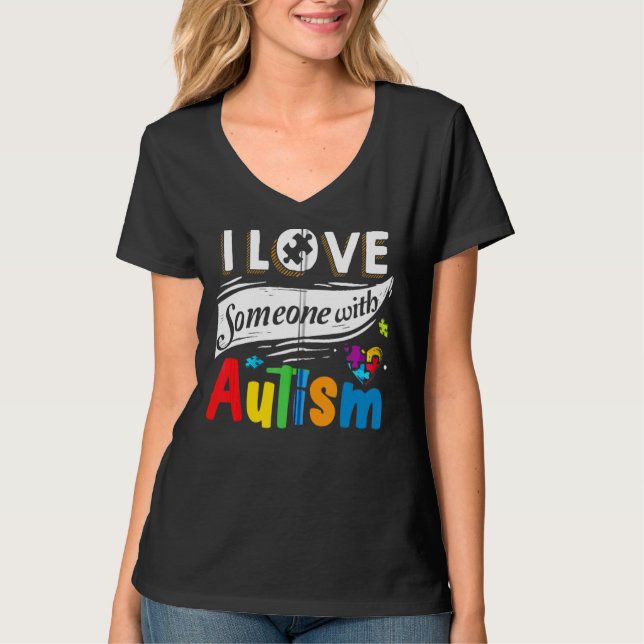 Camiseta Autismo Consciência Autismo Mãe Eu Amo Alguém (Frente)