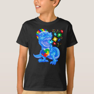 Camiseta Autismo Consciência Azul Mês Azul Dinossauro T R