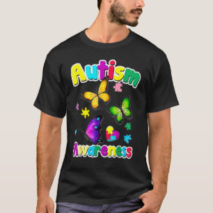 Camiseta Autismo Consciência Borboleta Quebra-cabeça Partes