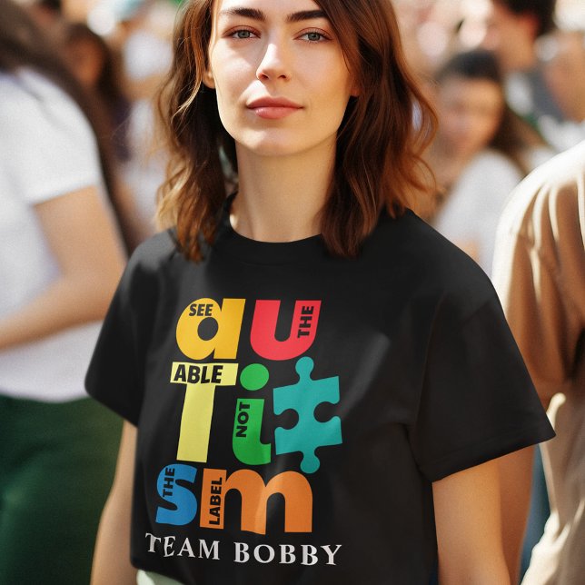 Camiseta Autismo Consciência Correspondente à Equipe Famili (Autism Awareness Matching Family Team Custom Mom T-Shirt)