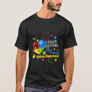 Camiseta Autismo-Consciência do Autismo -Colorir Fora da Li