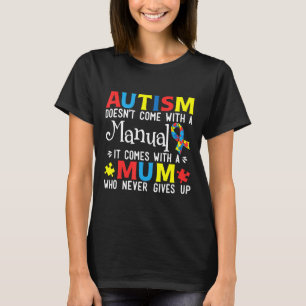 Camiseta Autismo-Consciência do Autismo Sem Manual Mãe Auti