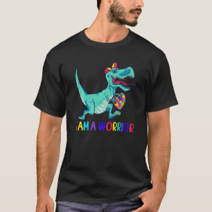 Camiseta Autismo Consciência Eu Sou Um Guerreiro Rex Dino Q