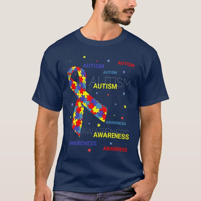 Camiseta Autismo Consciência pontos escuros de T-Shirt (Frente)