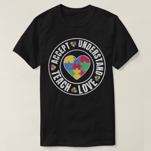 Camiseta Autismo Consciência Professora Accept Understa (Frente do Design)