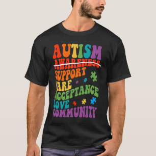 Camiseta Autismo Consciência Suporte Aceitação de Cuidados