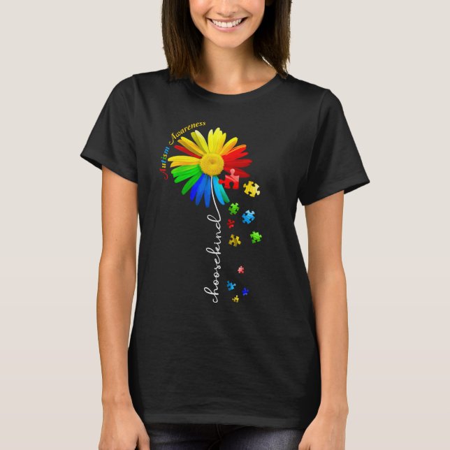 Camiseta Autismo Conscientista Daisy Flower Escolher Tipo (Frente)