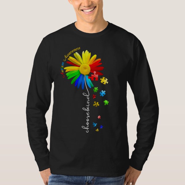 Camiseta Autismo Conscientista Daisy Flower Escolher Tipo (Frente)
