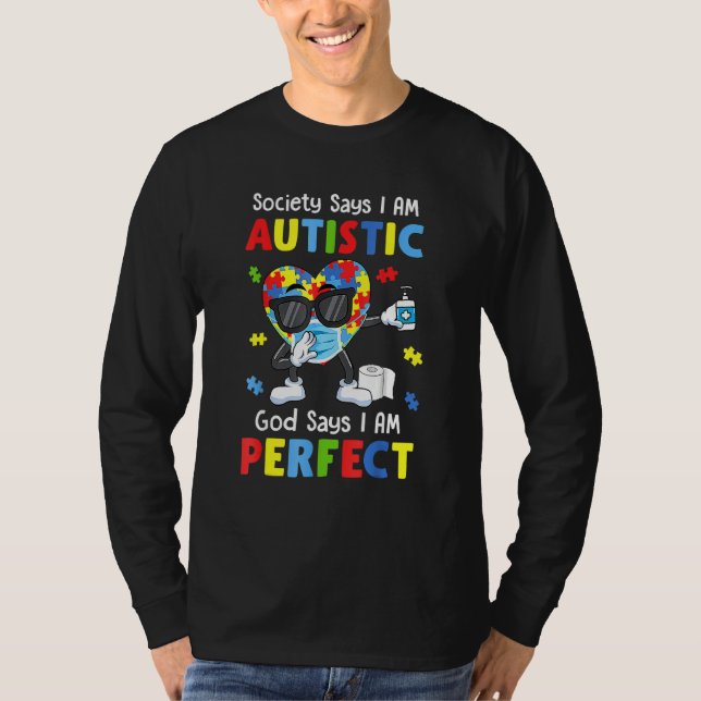 Camiseta Autismo Dabbing diz que sou perfeito. (Frente)