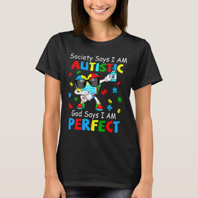Camiseta Autismo Dabbing Society Diz Que Sou Autista Deus D (Frente)