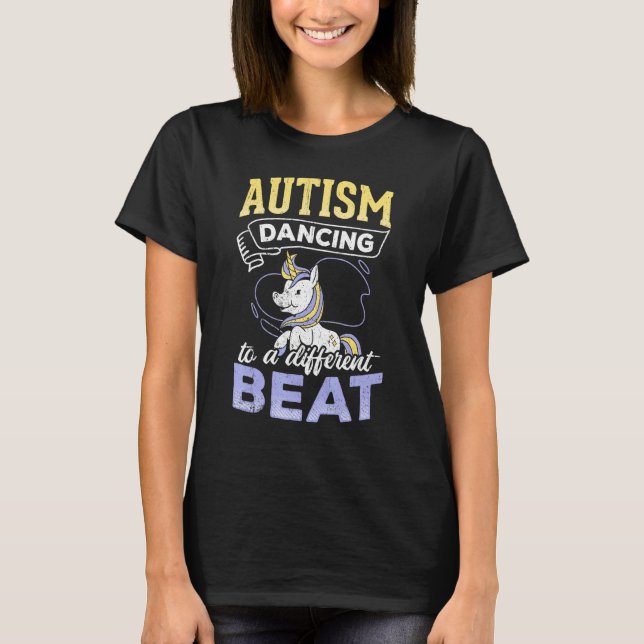 Camiseta Autismo Dançando em um Ritmo Diferente - Dançando  (Frente)