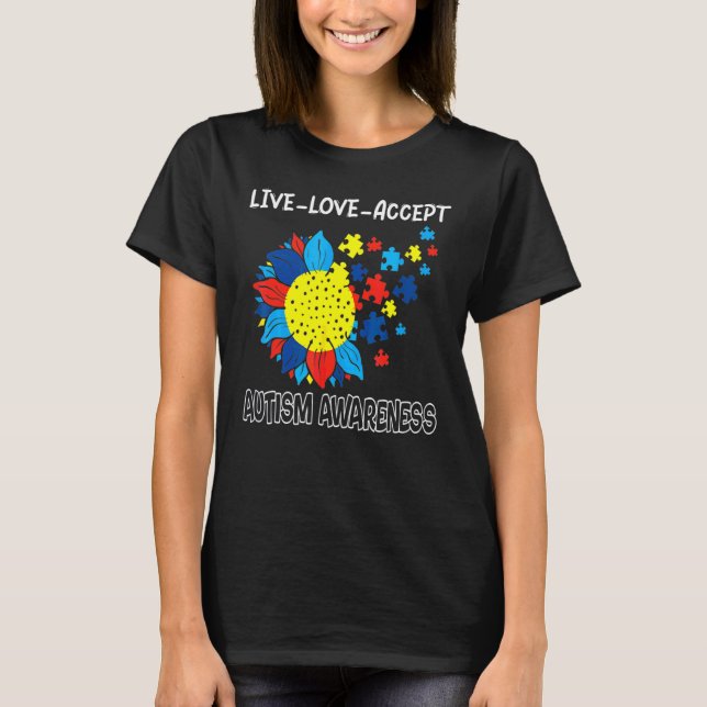 Camiseta Autismo De Girassol Consciência Viva E O Amor Acei (Frente)