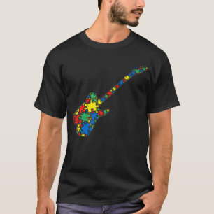 Camiseta Autismo de Guitarra Elétrica Puzzle Mulheres Homen