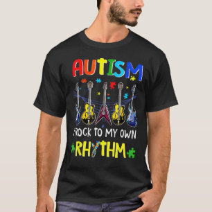 Camiseta Autismo de Guitarra Eu Roco No Meu Próprio Ritmo