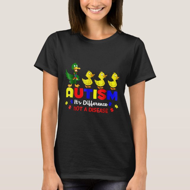 Camiseta Autismo De Pato Consciente De Que É Diferente Não  (Frente)
