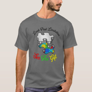 Camiseta Autismo de Peças Quebra-cabeça de Combate de Lim