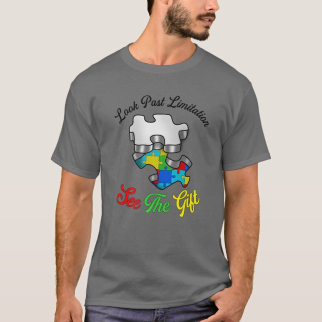 Camiseta Autismo de Peças Quebra-cabeça de Combate de Limit (Frente)