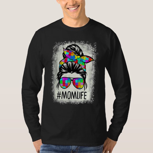 Camiseta Autismo de Quebra-cabeça do Mão Mensageiro da Vida (Frente)