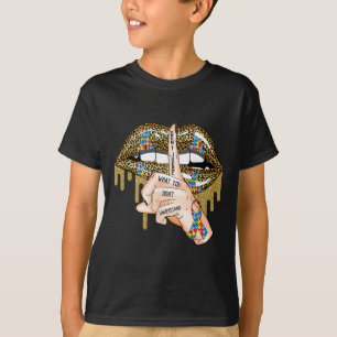Camiseta Autismo Derrubando Lábios Quebra-cabeça Autismo Se