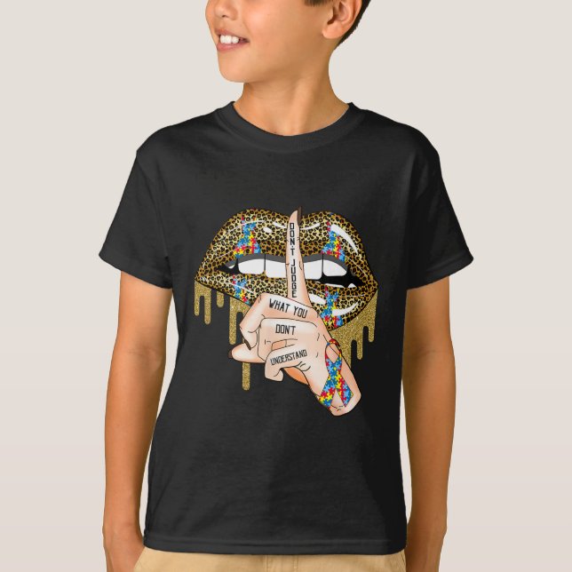 Camiseta Autismo Derrubando Lábios Quebra-cabeça Autismo Se (Frente)