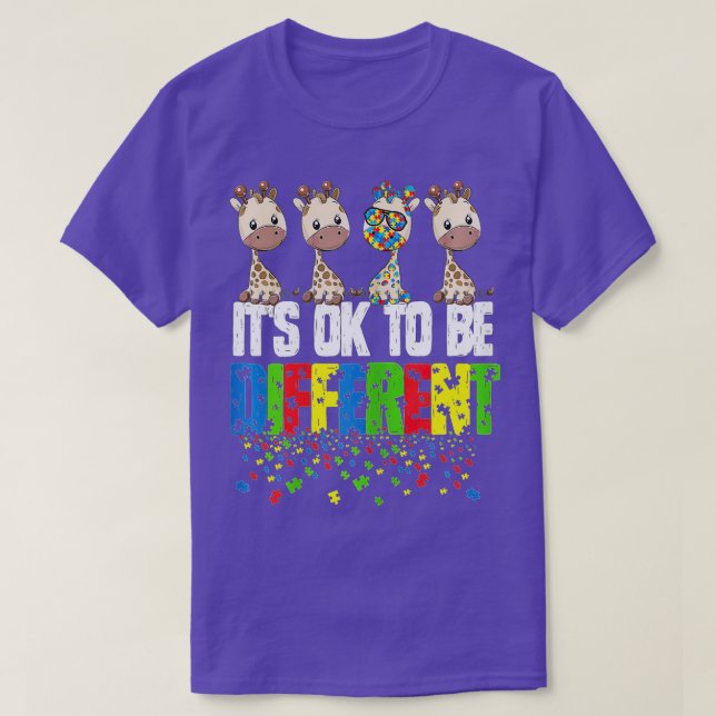 Camiseta Autismo Dia da Consciência Girafa Presente, Está T (Frente do Design)