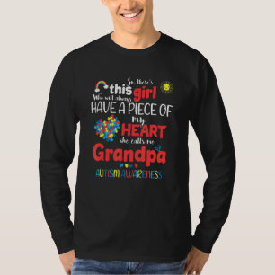 Camiseta Autismo Dia da Consciência Rapariga Autismo Avô
