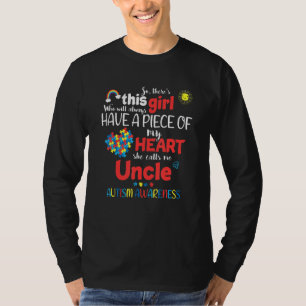 Camiseta Autismo Dia da Consciência Rapariga Autismo Tio
