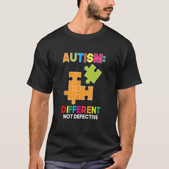 Camiseta Autismo Diferente Não Defeituoso Suporte A Espectr (Frente)
