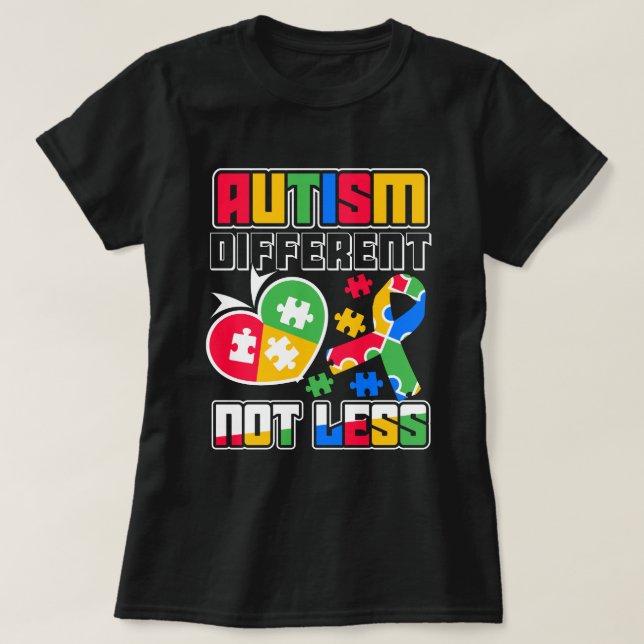 Camiseta autismo diferente não menos (Frente do Design)