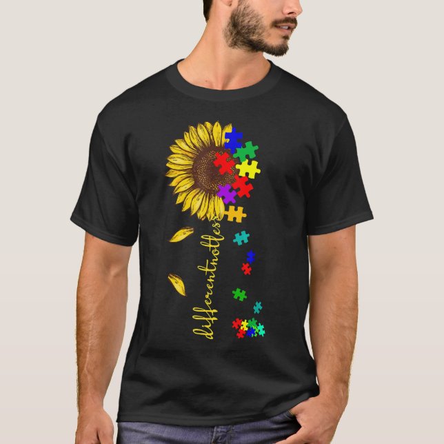 Camiseta Autismo-Diferente Não Menos Autismo Dão De Girasso (Frente)