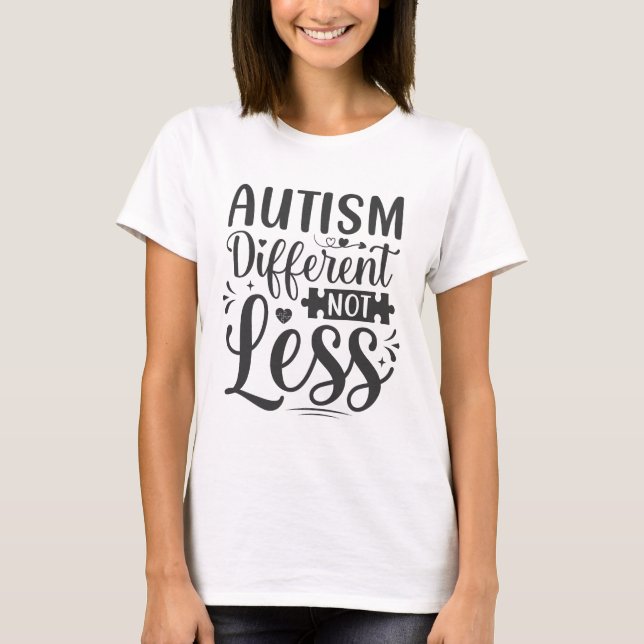 Camiseta Autismo Diferente Não Menos, Quebra-cabeça de Cons (Frente)