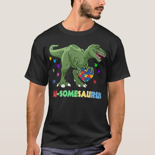 Camiseta autismo dinossauro au-somesaurus (Frente)