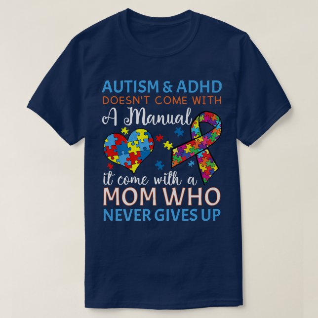 Camiseta Autismo e Adhd não vêm com manual (Frente do Design)