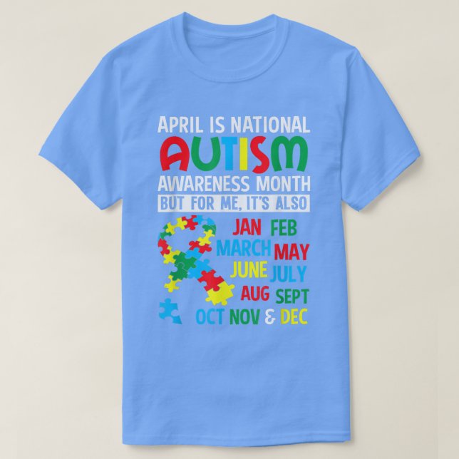 Camiseta Autismo e ADHD Tee April é o Autismo Nacional Awar (Frente do Design)
