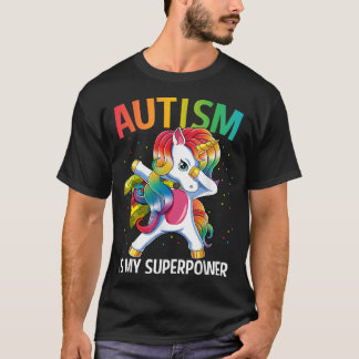 Camiseta Autismo É Meu Superpoder Dabitando Unicórnio