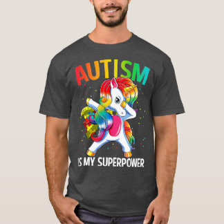 Camiseta Autismo É Meu Superpoder Dabitando Unicórnio