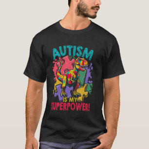 Camiseta Autismo É Meu Superpoder Dinossauro Crianças Menin