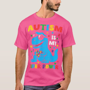Camiseta Autismo É Meu Superpoder Dinossauro T Rex Autismo