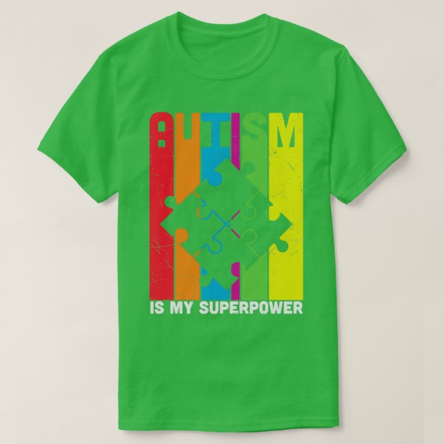 Camiseta Autismo É O Meu Quebra-cabeça De Superpotência (Frente do Design)