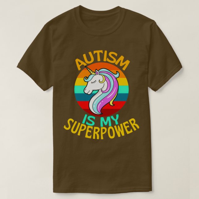 Camiseta Autismo É O Meu Superpoder Unicórnio Lover (Frente do Design)