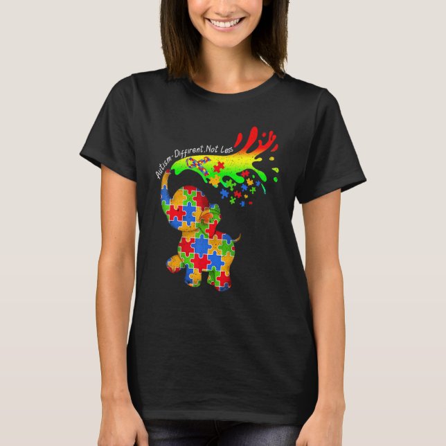 Camiseta Autismo elefante Diferente Não Menos Seja Quebra-c (Frente)