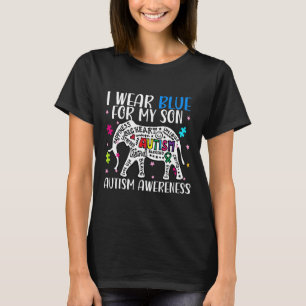 Camiseta Autismo Elefante Eu Visto Blues Para Meu Filho Aut