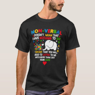 Camiseta Autismo Elefante Não-verbal não significa que eu t