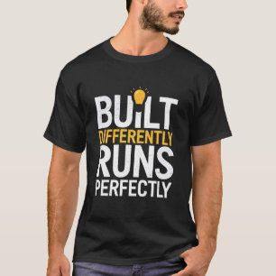 Camiseta Autismo Engraçado Construído Diferente Funciona Pe