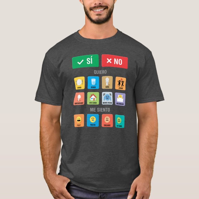 Camiseta Autismo espanhol AAC PECS Apontando Comunicação 01 (Frente)