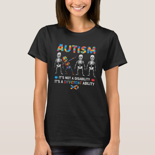 Camiseta Autismo Esqueleto Diferente habilidade Esqueleto A (Frente)